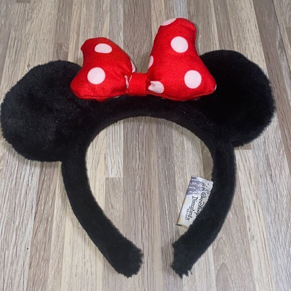 Walt Disney Minnie mouse Vintage ears headband Disneyland red bow polkadot ears - Picture 4 of 4